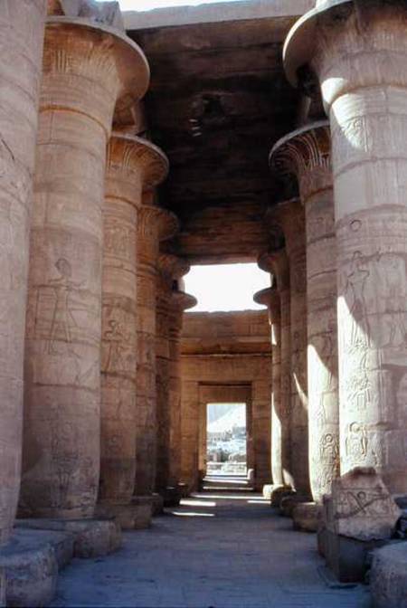   Egyptian - Columns with papyrus shafts and lotus capitals in the Great Hypostyle Hall, New Kingdom