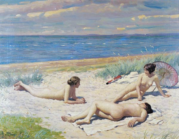 Paul Fischer Nude bathers on the beach