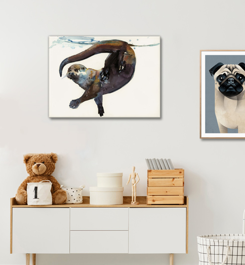 Children's and baby rooms with animal friends on the wall