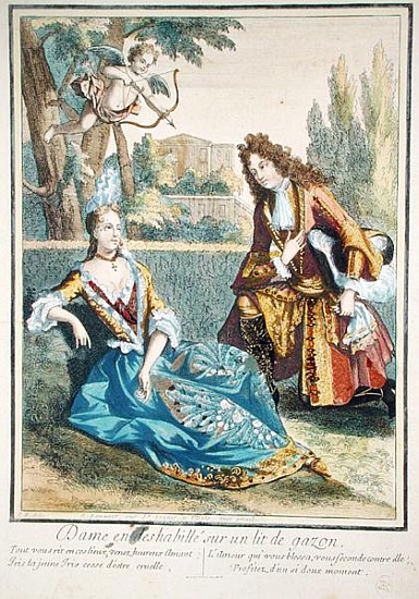 A Woman Seated on the Grass from Bonnart (Family of Engravers)