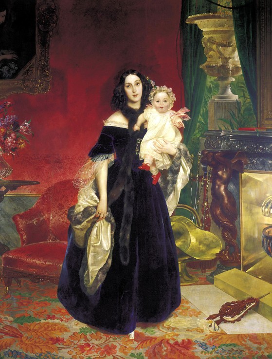 Maria Arkadyevna (Stolypina) Beck (1819-1889) with her Daughter from Brüllow