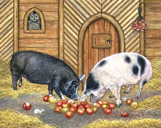 Noah''s Pigs, 1997 (acrylic on panel)  from Ditz 