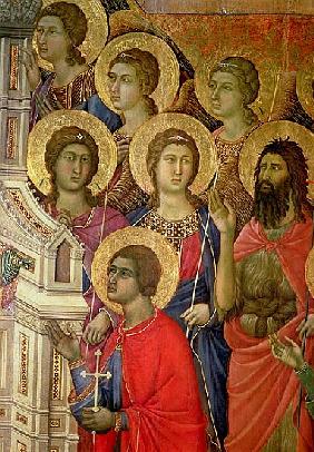 Maesta: Detail of Saints, including St. John the Baptist, 1308-11