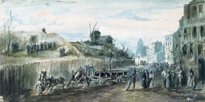 Incident during the Paris Commune of 1870 (wash on paper)