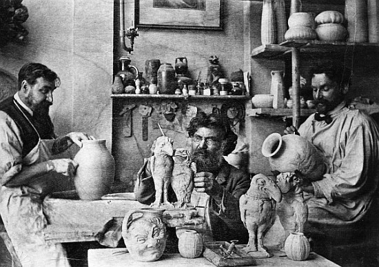 The Martin brothers in the studio at the Southall Pottery from English Photographer