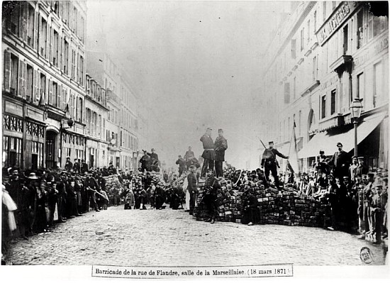 Barricade in the Rue de Flandre, during the Commune of Paris, 18th March 1871 from French Photographer