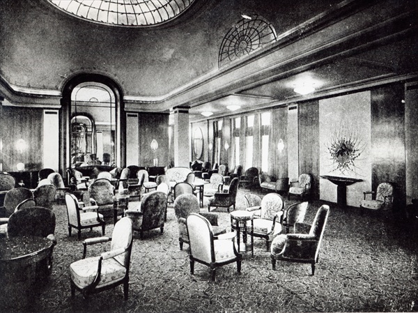 The Large Saloon in the Ocean Liner ''Paris'', July 1921 (b/w photo)  from French Photographer