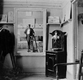 Portrait of a photographer in the studio of Henri de Toulouse-Lautrec (1864-1901) (b/w photo) 