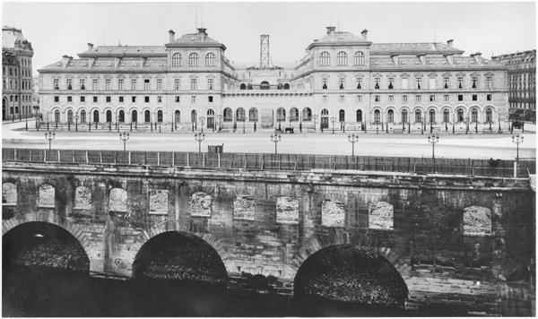 View of the Hotel-Dieu at the time of its construction, Paris, after 1867 (b/w photo)  from French Photographer