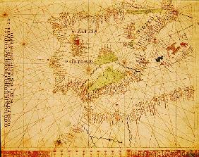 The Iberian Peninsula and the north coast of Africa, from a nautical atlas, 1520(detail from 330910)