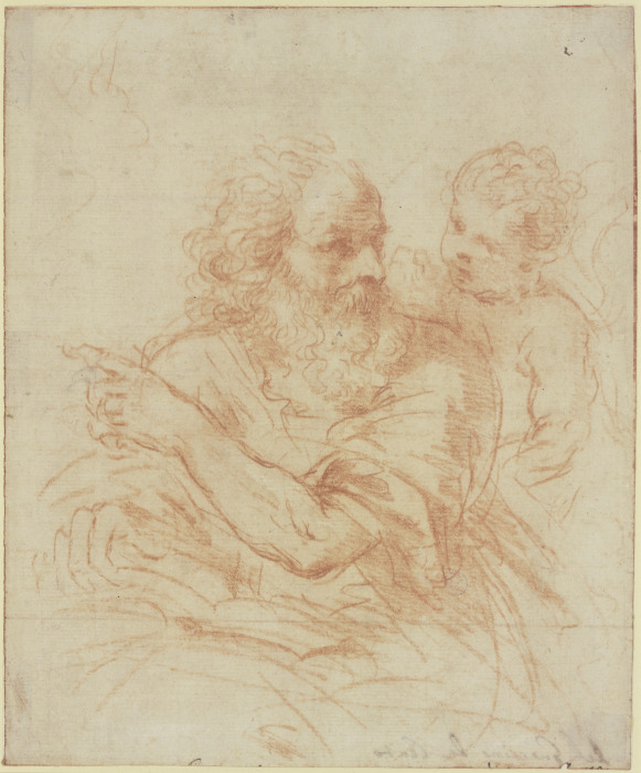 Der Heilige Hieronymus mit einem Engel from Guercino (Giovanni Francesco Barbieri)