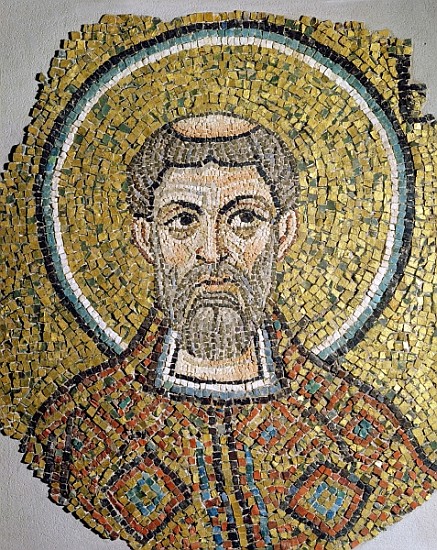 St. Ursicinus: Fragment of a mosaic from the Basilica Ursiana, the former cathedral of Ravenna (mosi from Italian School