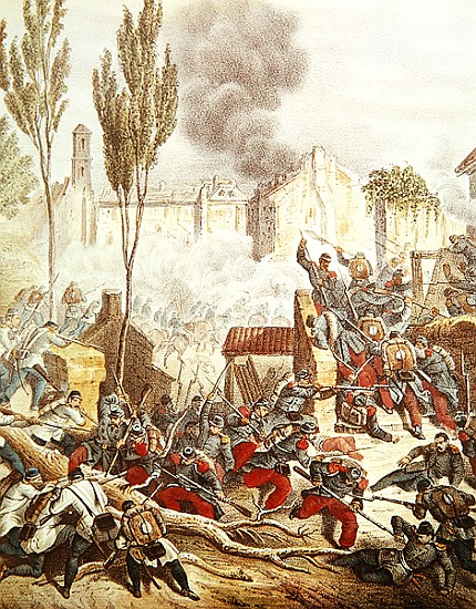 The Piedmontese and The French at the battle of Magenta in 1859 from Italian School