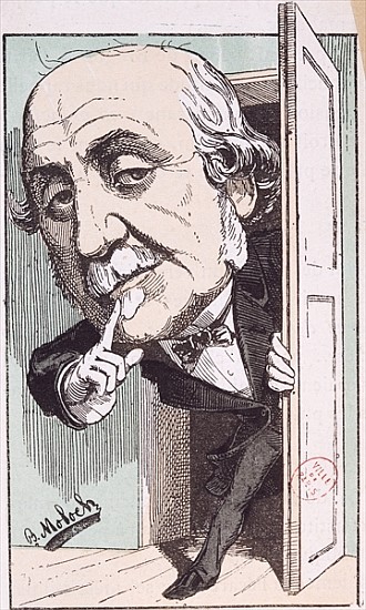 Caricature of Albert, Duc de Broglie (1821-1901) from Moloch (Colomb B.)