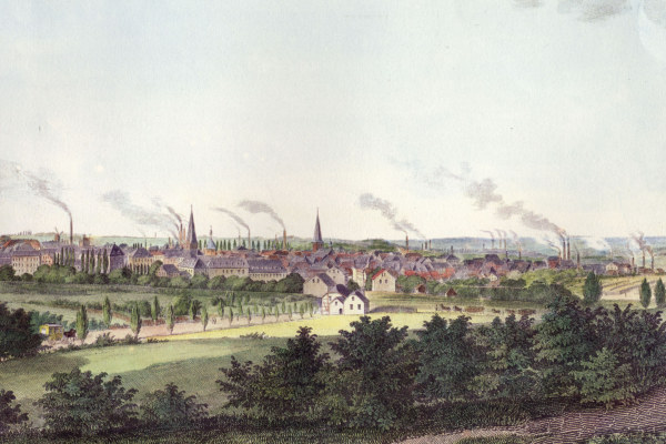 Essen, Germany, view of the city c. 1850 from Ohrmann