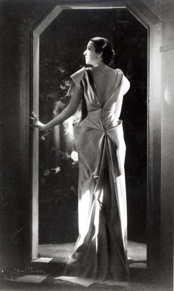 Dress designed by Madeleine Vionnet (1876-1975) (b/w photo)  from Reutlinger Studio (1850-1937)
