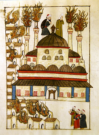 Ms. cicogna 1971, miniature from the ''Memorie Turchesche'' depicting the Hagia Sophia during the fi from Venetian School