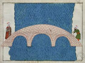 Ms. cicogna 1971, miniature from the ''Memorie Turchesche'' depicting the Galata Bridge