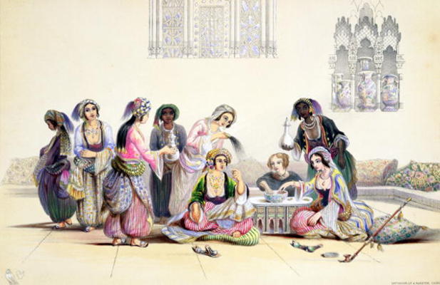 Interior of a Harem, in Cairo (colour litho) from A. Margaretta Burr