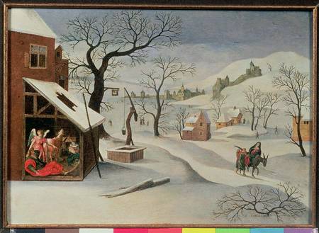 Flight into Egypt in a winter landscape (panel) from Abel Grimmer