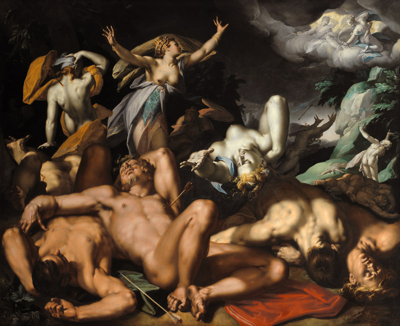 Apollo and Diana Punishing Niobe by Killing her Children from Abraham Bloemaert