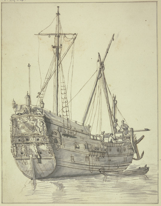Abgetakeltes Schiff mit Boot from Abraham Storck d. Ä.