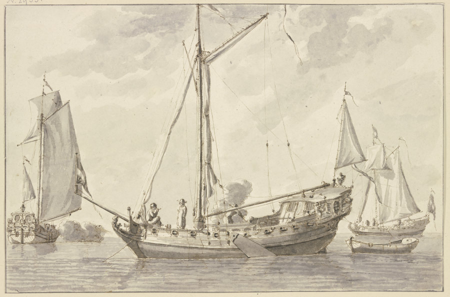 Three canonball boats from Abraham Storck d. Ä.