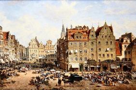 The Market in Wroclaw, 1877 (oil on canvas)