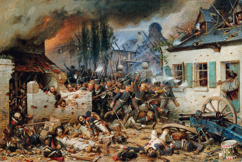Attacking the Prussians in Plancenoit in the Battle of Waterloo from Adolf Northern