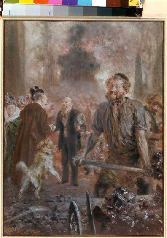 The visit of the supervisory board in the mill. from Adolph Friedrich Erdmann von Menzel