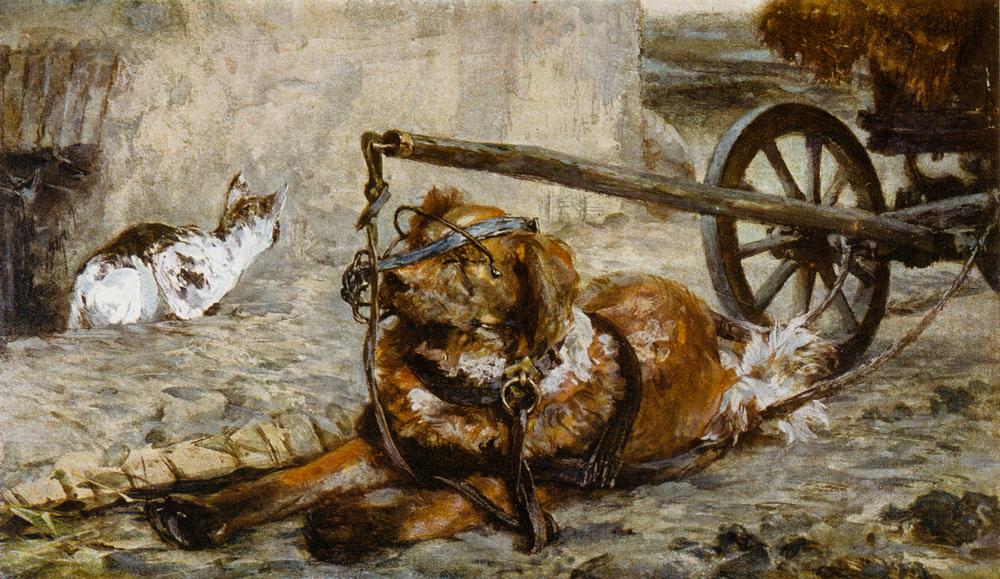 Ziehhund und Katze from Adolph Friedrich Erdmann von Menzel