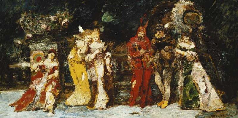 Darsteller auf einer Terrasse mit Faust und Mephisto from Adolphe Jos.Th. Monticelli