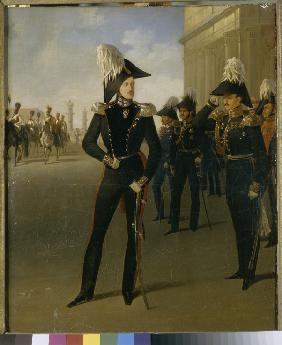 Emperor Nicholas I accepts the official report of the prince Lobanov-Rostovsky