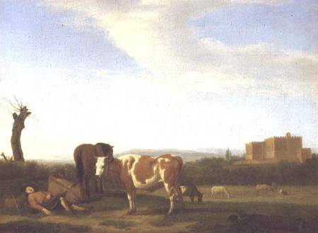 A Pastoral Landscape with a Sleeping Herdsman from Adriaen van de Velde