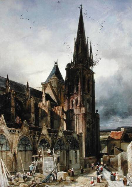 Restoring the Abbey Church of St. Denis in 1833 from Adrien Dauzats