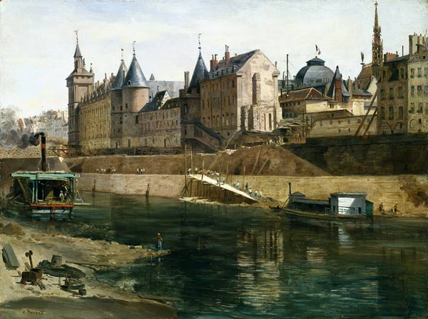 The Palais de Justice, the Conciergerie and the Tour de l'Horloge from Adrien Dauzats