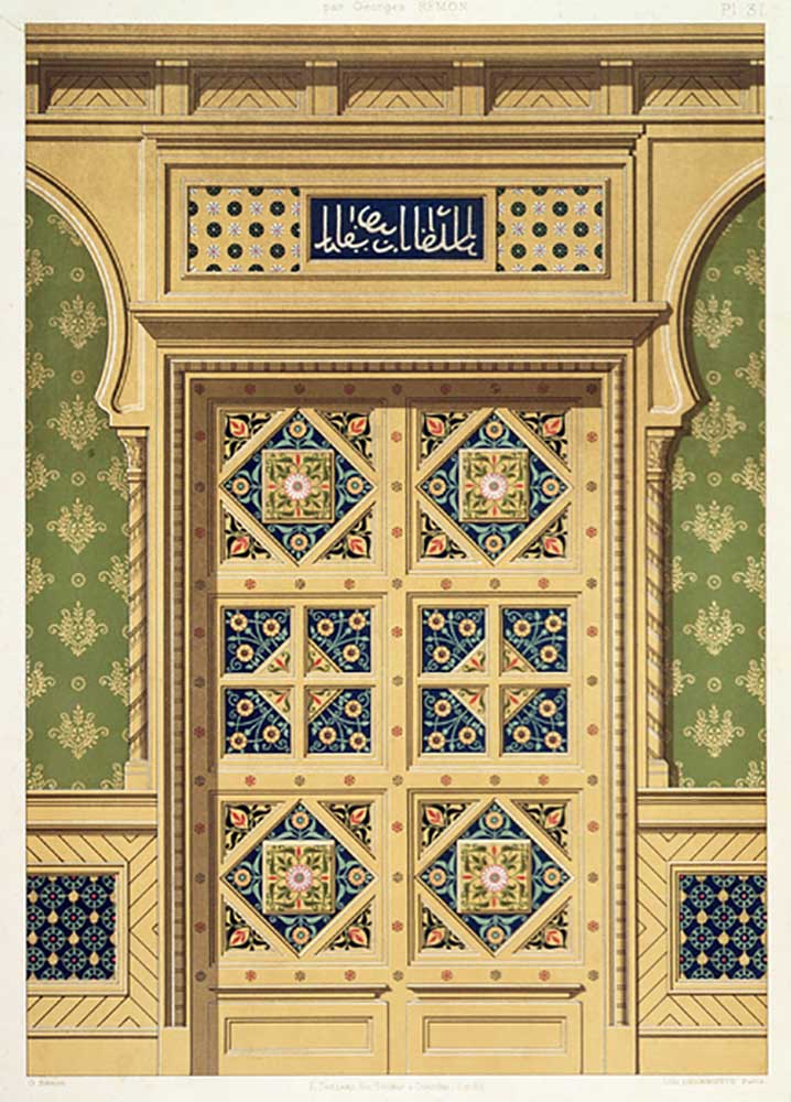 A Moorish door, illustration from La Decoration Interieure, published c.1893-94 from Adrien Simoneton