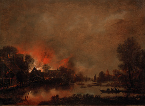 Village on Fire from Aert van der the Elder Neer