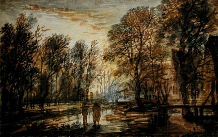 Sunset in the Wood from Aert van der the Elder Neer