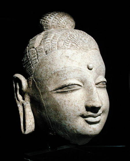 Head of a smiling Buddha, Greco-Buddhist style, from Afghanistan from Afghan School