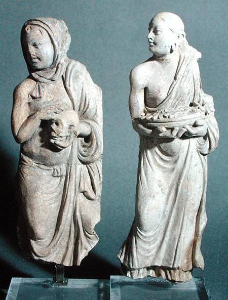 Two statuettes of standing monks, from Hadda from Afghan School
