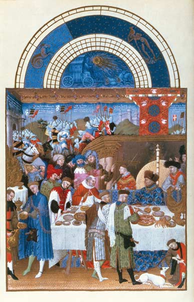 Fascimile of January: banquet scene the Limbourg brothers, from the ''Tres Riches Heures du Duc de B from (after) French School