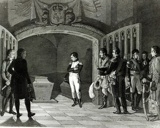 Napoleon Meditating before the Tomb of Frederick II of Prussia in the crypt of the Garnisonkirche in from (after) Marie Nicholas