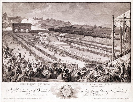 Festival of the Federation, 14 July 1790, at the Champ de Mars, late 18th century; engraved by Isido from (after) Charles Monnet