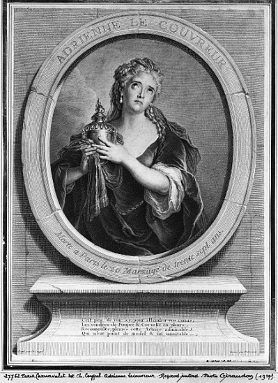 Adrienne Lecouvreur (1692-1730) ; engraved by Pierre Drevet from (after) Charles Antoine Coypel