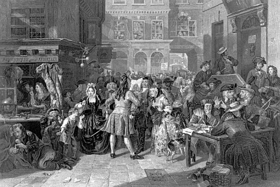 Scene in Change Alley during the South Sea Bubble from (after) Edward Matthew Ward