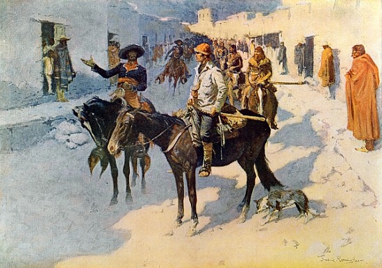 Zebulon Pike Entering Santa Fe, illustration published in ''Collier''s Weekly'' from (after) Frederic Remington