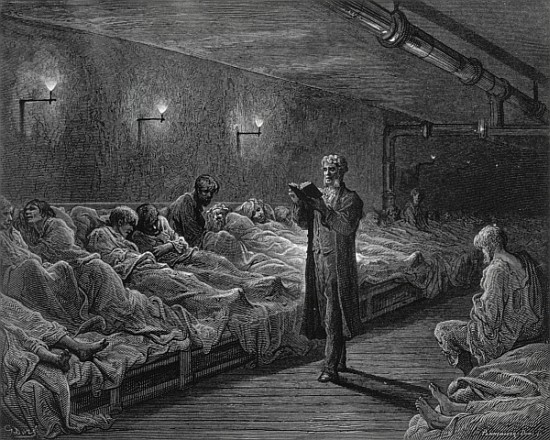 Scripture Reader in a Night Refuge, from ''London, a Pilgrimage'', written by William Blanchard Jerr from (after) Gustave Dore