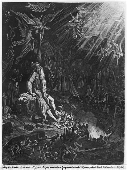 The Wandering Jew and the Last Judgement; engraved by Felix Jean Gauchard (1825-72) from (after) Gustave Dore