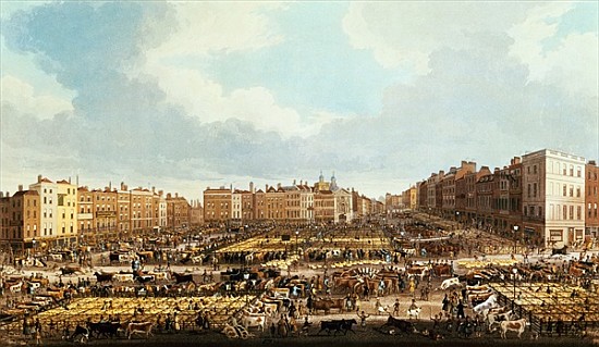 Smithfield Market; engraved by R.G. Reeve, pub.Thomas McLean from (after) James Pollard